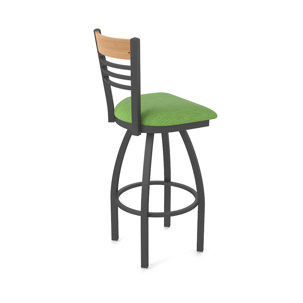 25" Swivel Counter Stool, Pewter Finish, Medium Back, Graph Parrot Seat