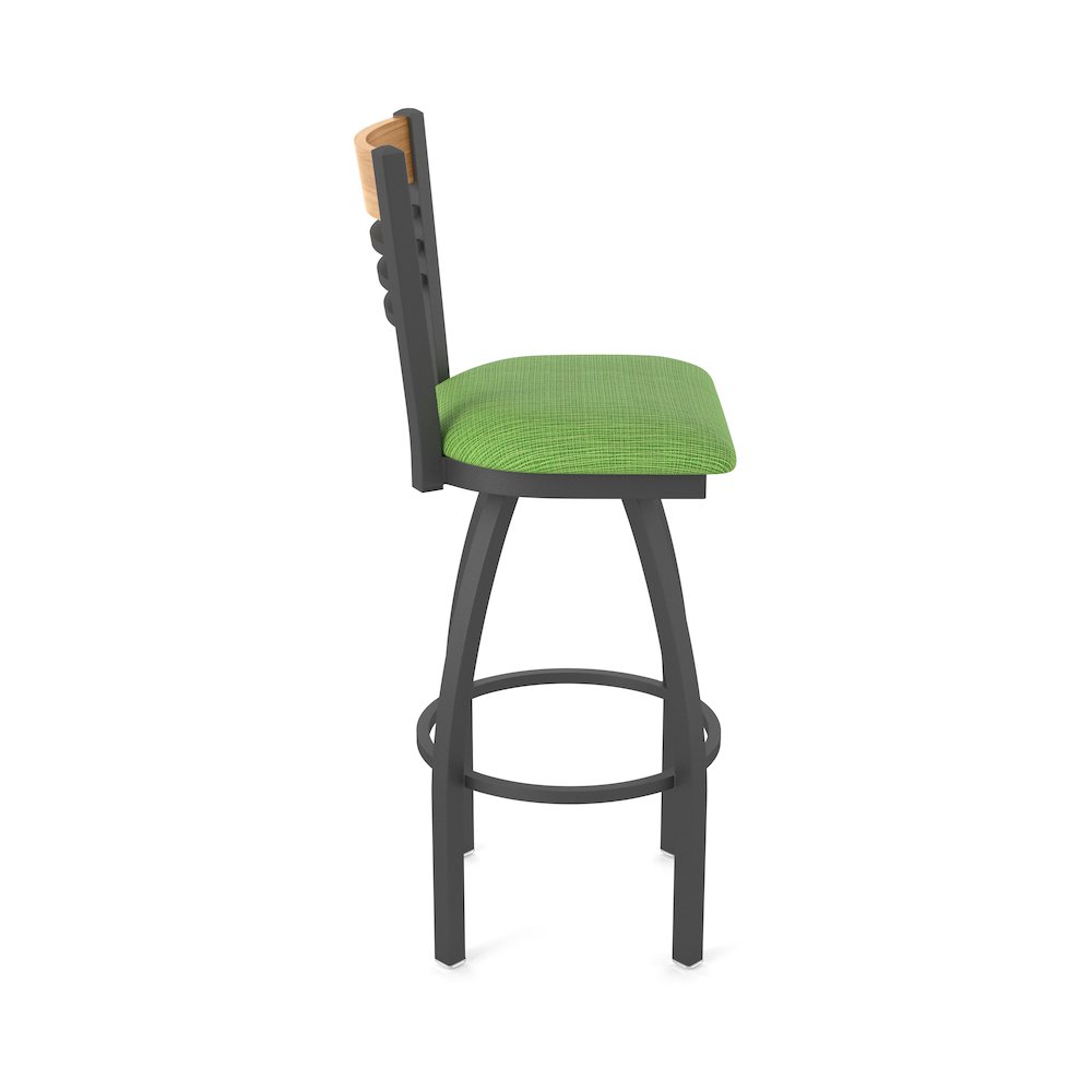 25" Swivel Counter Stool, Pewter Finish, Medium Back, Graph Parrot Seat