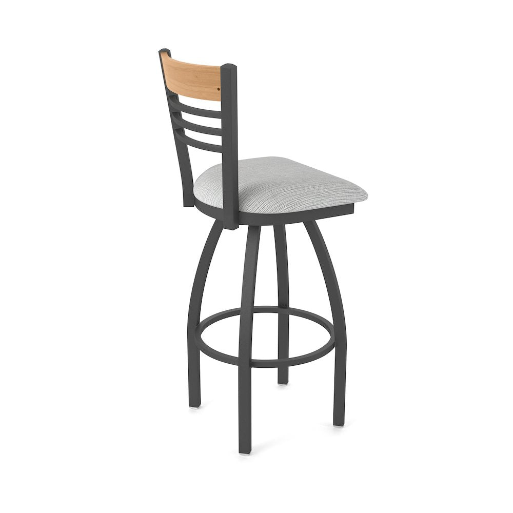 25" Swivel Counter Stool, Pewter Finish, Medium Back, Graph Alpine Seat
