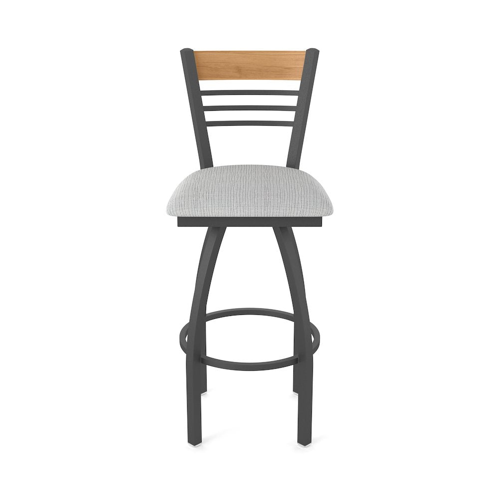 25" Swivel Counter Stool, Pewter Finish, Medium Back, Graph Alpine Seat