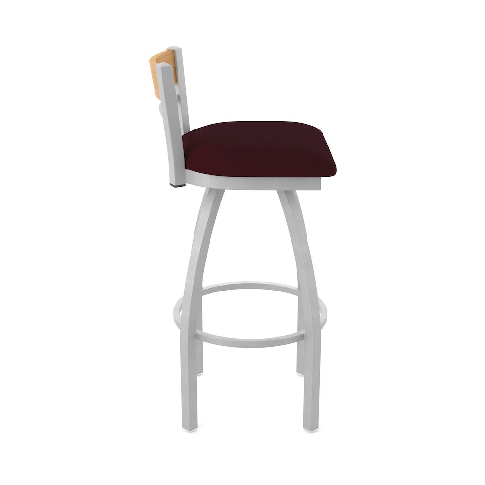 25" Swivel Counter Stool, Anodized Nickel Finish, Medium Back