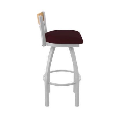 25" Swivel Counter Stool, Anodized Nickel Finish, Medium Back