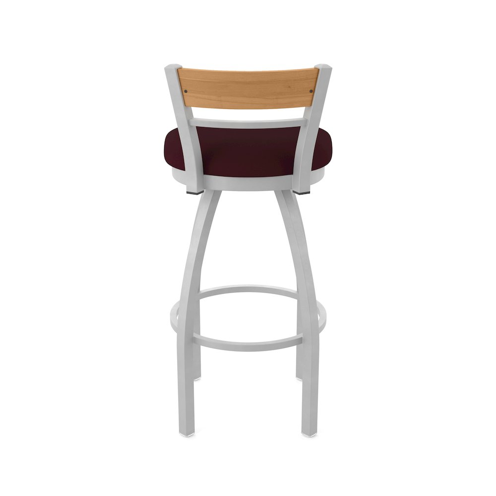 25" Swivel Counter Stool, Anodized Nickel Finish, Medium Back
