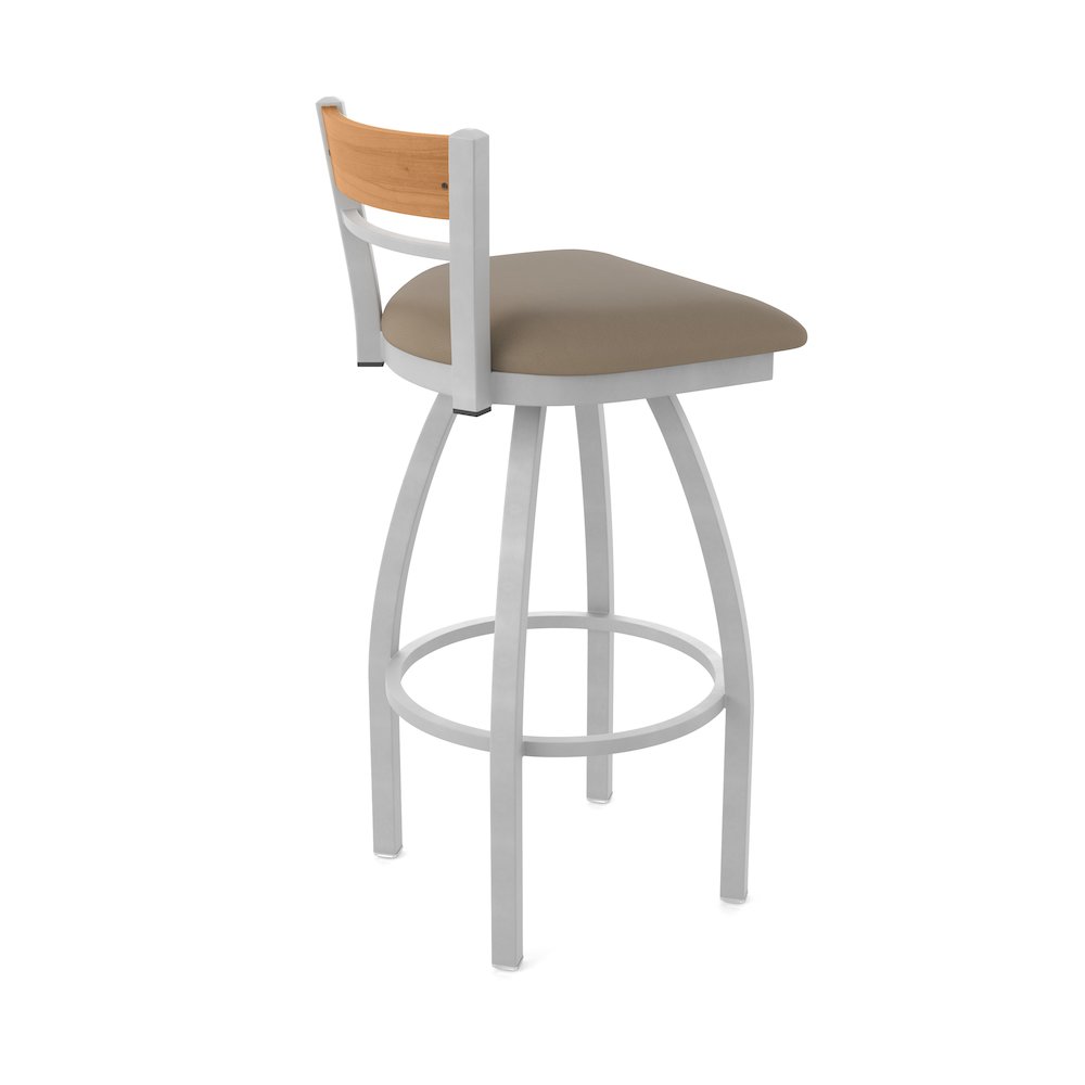 25" Swivel Counter Stool, Anodized Nickel Finish, Medium Back, Canter Earth Seat