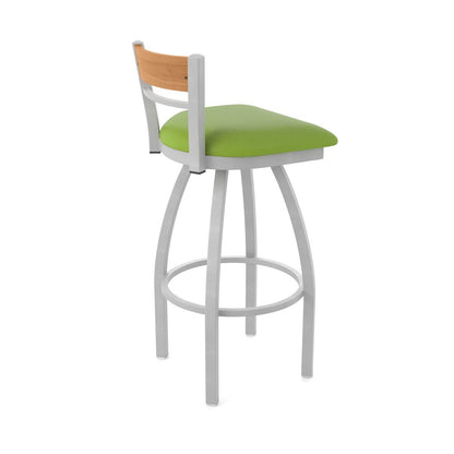 25" Swivel Counter Stool, Anodized Nickel Finish, Medium Back