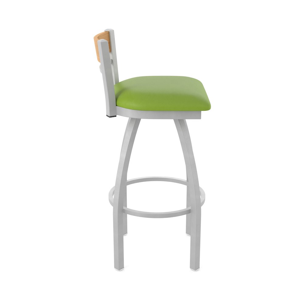 25" Swivel Counter Stool, Anodized Nickel Finish, Medium Back