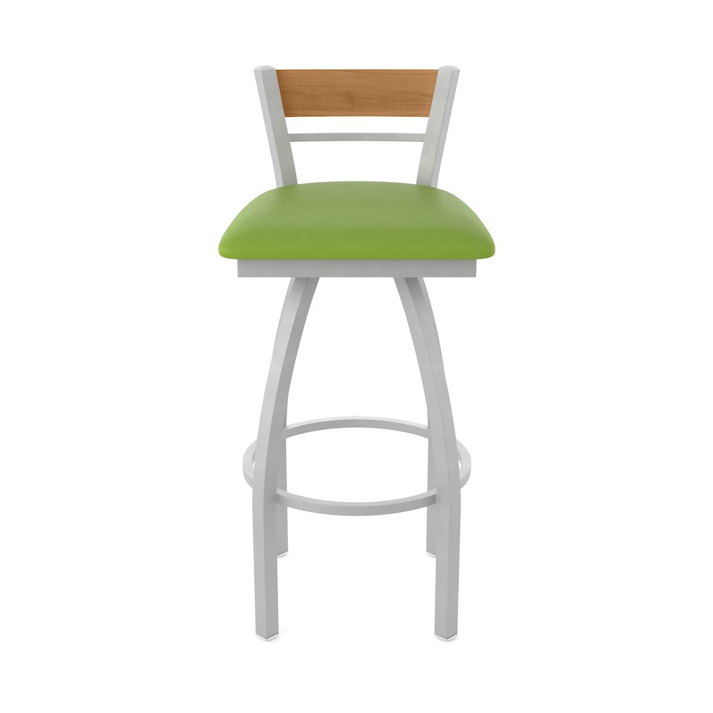 25" Swivel Counter Stool, Anodized Nickel Finish, Medium Back