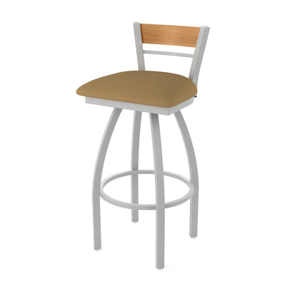 25" Swivel Counter Stool, Anodized Nickel Finish, Medium Back