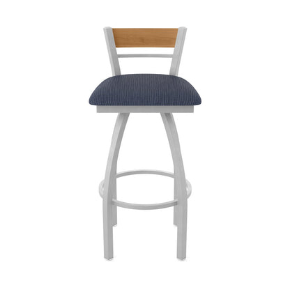 25" Swivel Counter Stool, Anodized Nickel Finish, Medium Back, Graph Anchor Seat