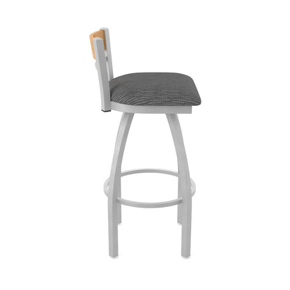 25" Swivel Counter Stool, Anodized Nickel Finish, Medium Back, Graph Coal Seat