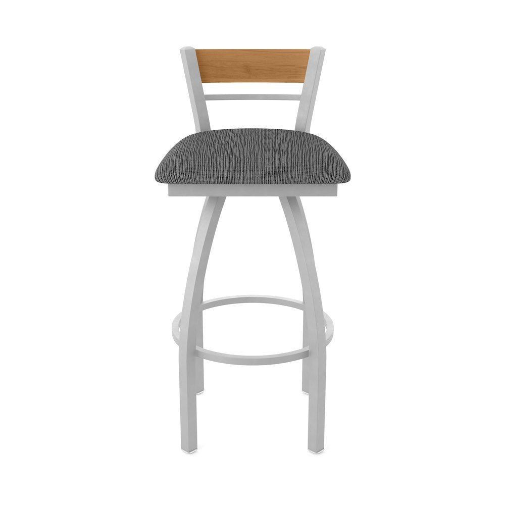 25" Swivel Counter Stool, Anodized Nickel Finish, Medium Back, Graph Coal Seat