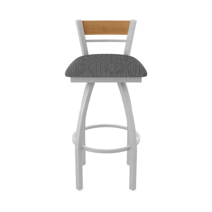25" Swivel Counter Stool, Anodized Nickel Finish, Medium Back, Graph Coal Seat