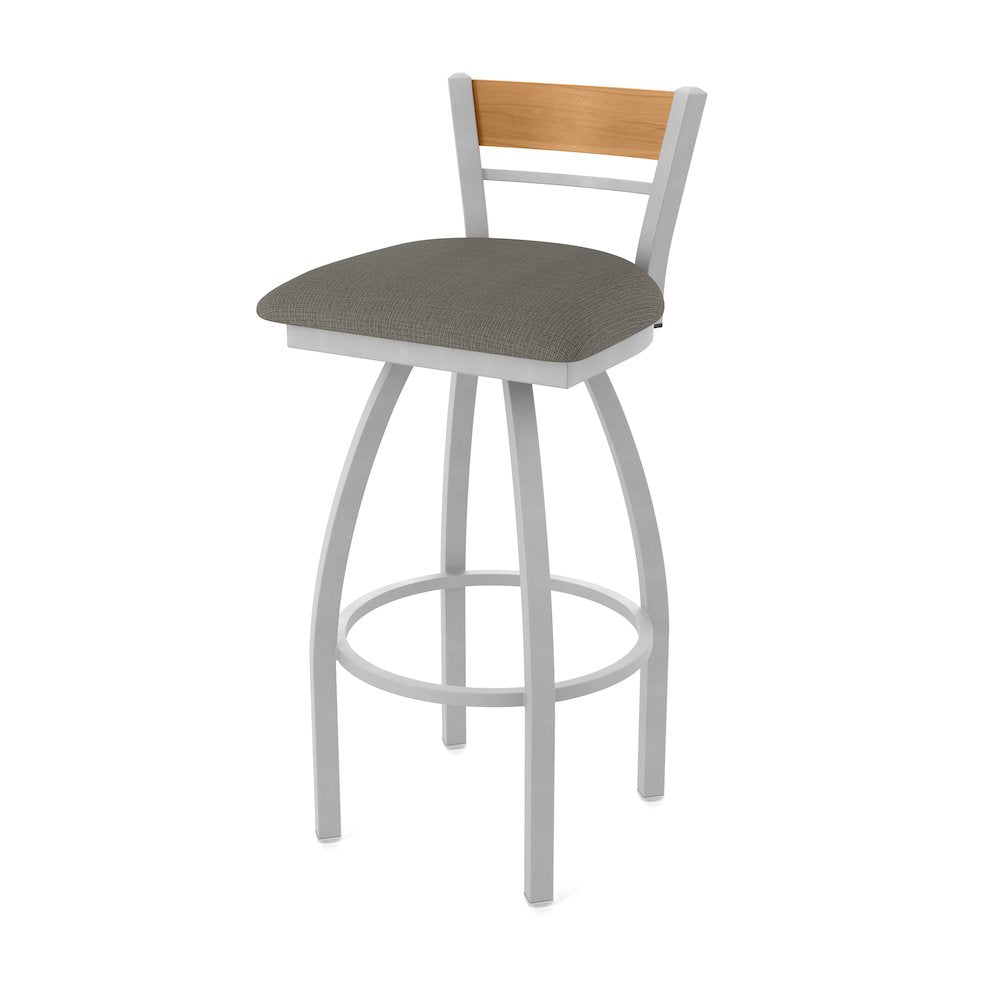 25" Swivel Counter Stool, Anodized Nickel Finish, Medium Back