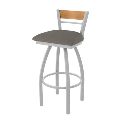 25" Swivel Counter Stool, Anodized Nickel Finish, Medium Back