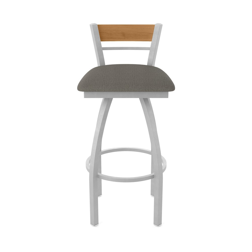 25" Swivel Counter Stool, Anodized Nickel Finish, Medium Back