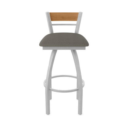 25" Swivel Counter Stool, Anodized Nickel Finish, Medium Back