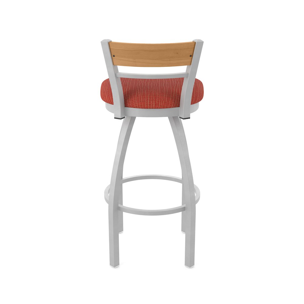 25" Swivel Counter Stool, Anodized Nickel Finish, Medium Back, Graph Poppy Seat