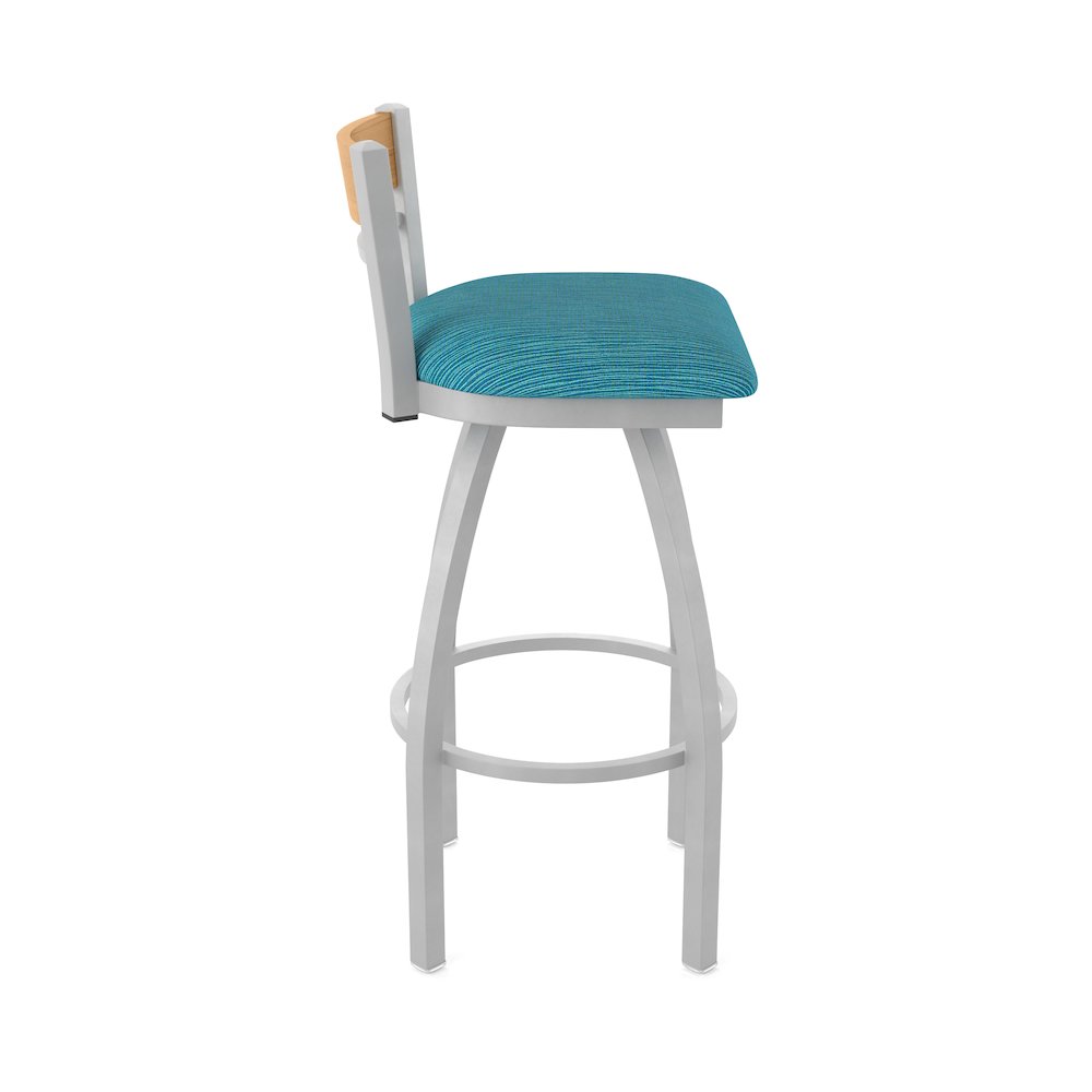 25" Swivel Counter Stool, Anodized Nickel Finish, Medium Back, Graph Tidal Seat