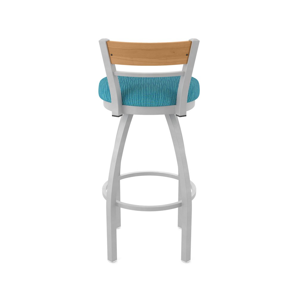 25" Swivel Counter Stool, Anodized Nickel Finish, Medium Back, Graph Tidal Seat