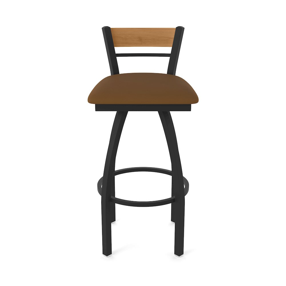 25" Swivel Counter Stool, Black Wrinkle Finish, Medium Back, Canter Thatch Seat