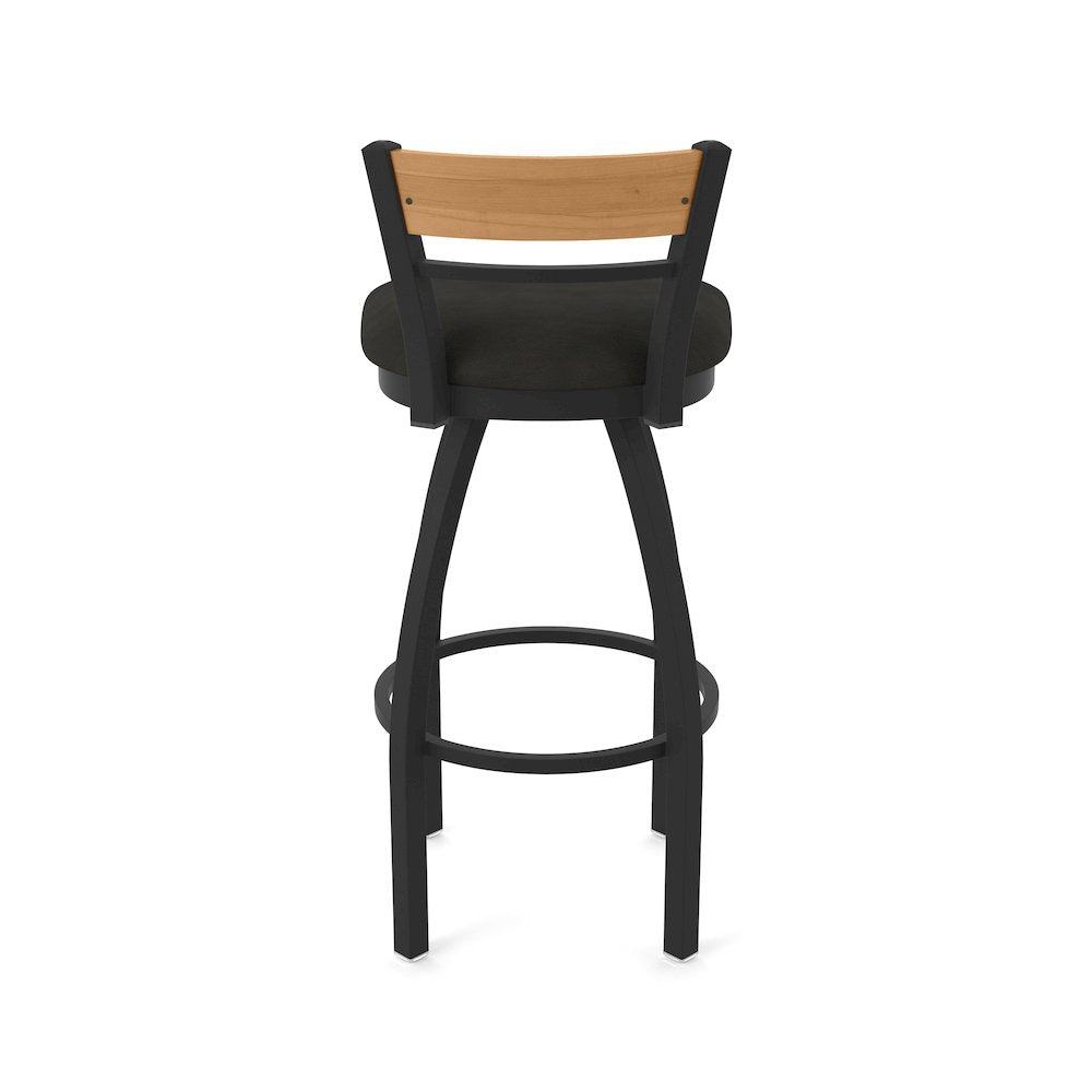 25" Swivel Counter Stool, Black Wrinkle Finish, Medium Back