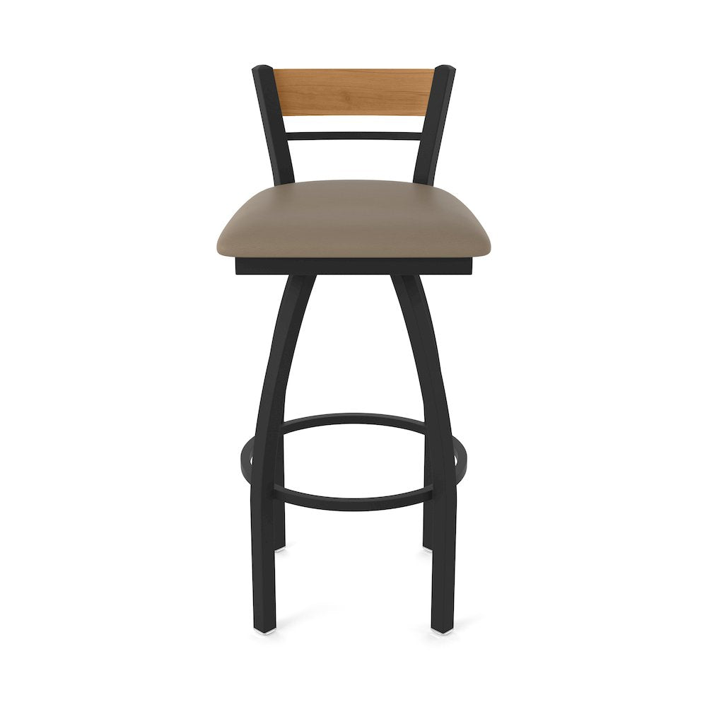 25" Swivel Counter Stool, Black Wrinkle Finish, Medium Back, Canter Earth Seat
