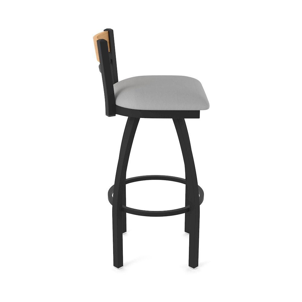 25" Swivel Counter Stool, Black Wrinkle Finish, Medium Back