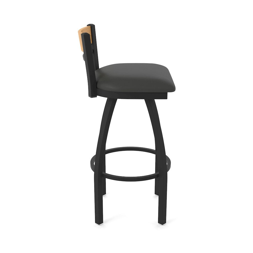 25" Swivel Counter Stool, Black Wrinkle Finish, Medium Back, Canter Iron Seat