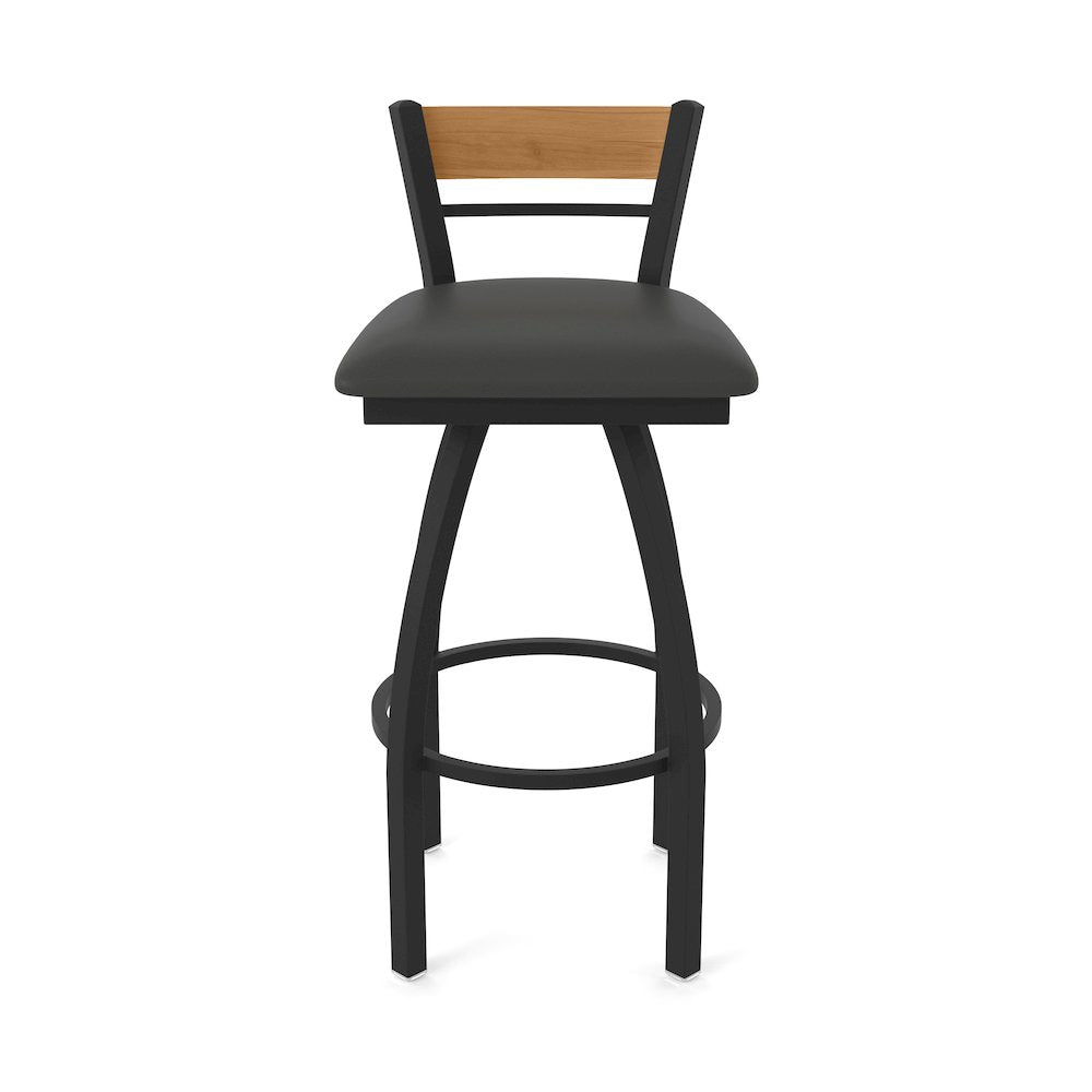 25" Swivel Counter Stool, Black Wrinkle Finish, Medium Back, Canter Iron Seat