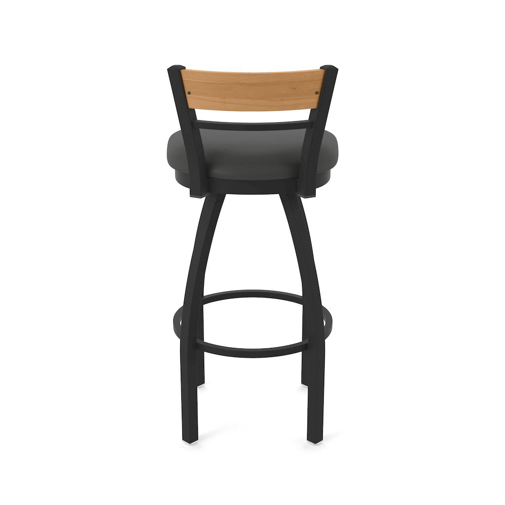 25" Swivel Counter Stool, Black Wrinkle Finish, Medium Back, Canter Iron Seat