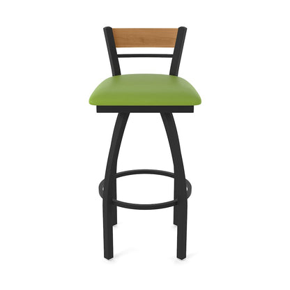 25" Swivel Counter Stool, Black Wrinkle Finish, Medium Back