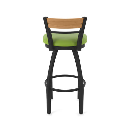 25" Swivel Counter Stool, Black Wrinkle Finish, Medium Back