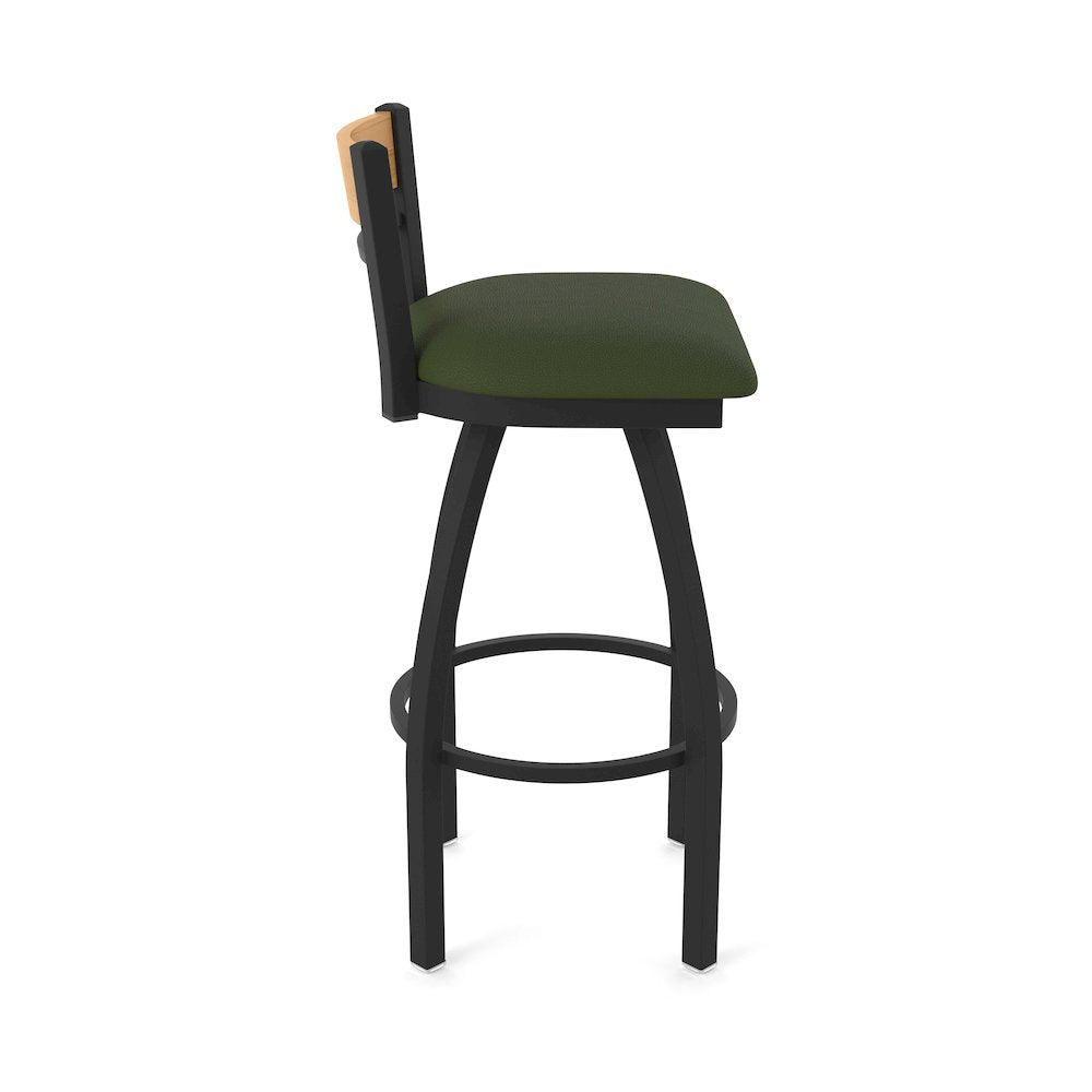25" Swivel Counter Stool, Black Wrinkle Finish, Medium Back, Canter Pine Seat