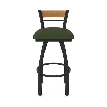 25" Swivel Counter Stool, Black Wrinkle Finish, Medium Back, Canter Pine Seat