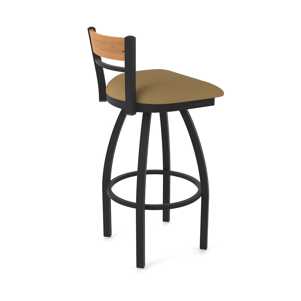 25" Swivel Counter Stool, Black Wrinkle Finish, Medium Back, Canter Saddle Seat