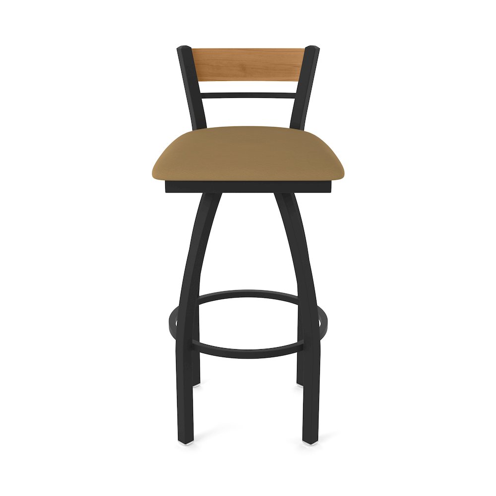 25" Swivel Counter Stool, Black Wrinkle Finish, Medium Back, Canter Saddle Seat