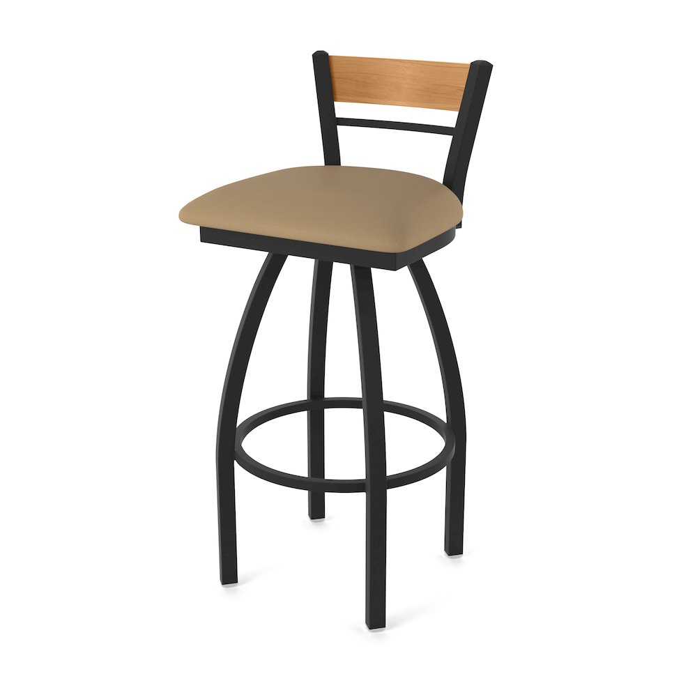 25" Swivel Counter Stool, Black Wrinkle Finish, Medium Back, Canter Sand Seat