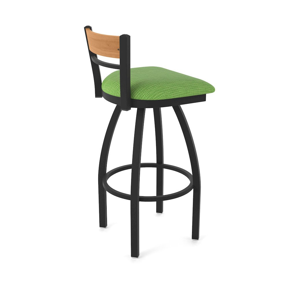 25" Swivel Counter Stool, Black Wrinkle Finish, Medium Back, Graph Parrot Seat