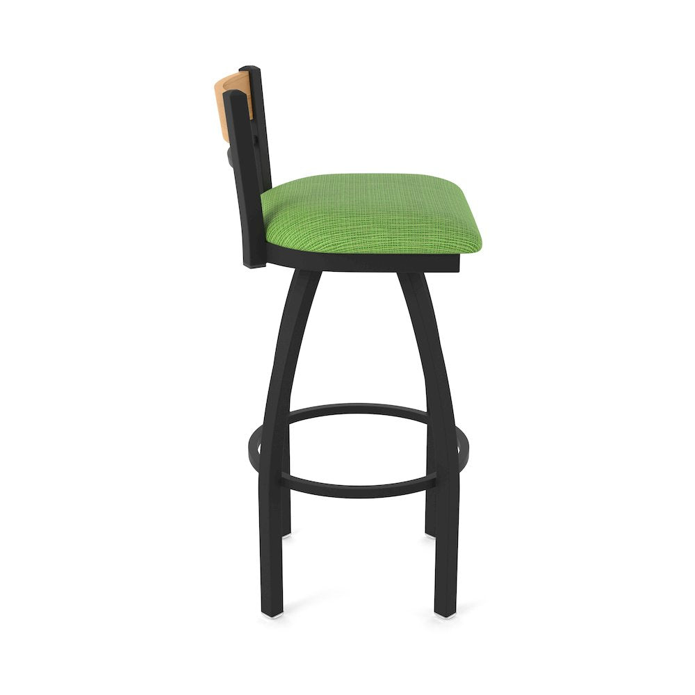 25" Swivel Counter Stool, Black Wrinkle Finish, Medium Back, Graph Parrot Seat
