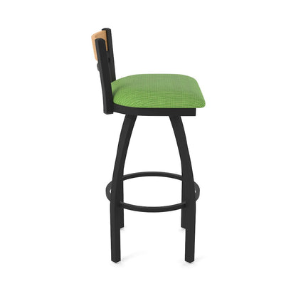 25" Swivel Counter Stool, Black Wrinkle Finish, Medium Back, Graph Parrot Seat