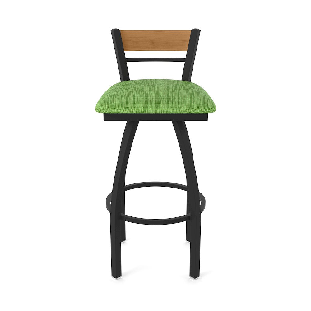25" Swivel Counter Stool, Black Wrinkle Finish, Medium Back, Graph Parrot Seat