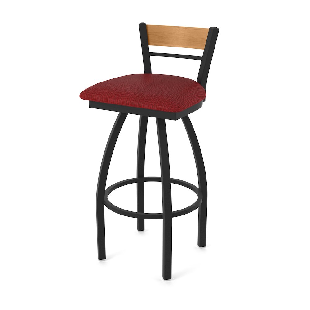 25" Swivel Counter Stool, Black Wrinkle Finish, Medium Back, Graph Ruby Seat