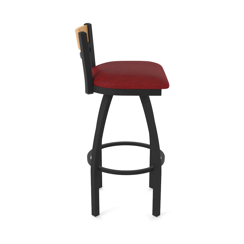 25" Swivel Counter Stool, Black Wrinkle Finish, Medium Back, Graph Ruby Seat