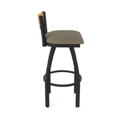 25" Swivel Counter Stool, Black Wrinkle Finish, Medium Back, Graph Cork Seat