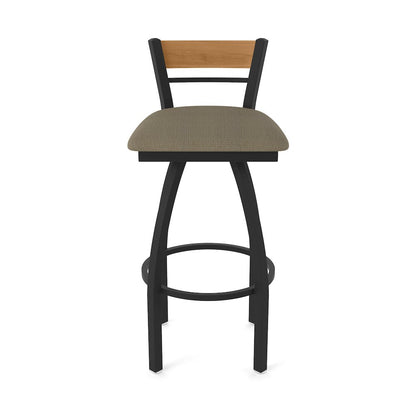 25" Swivel Counter Stool, Black Wrinkle Finish, Medium Back, Graph Cork Seat