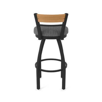 25" Swivel Counter Stool, Black Wrinkle Finish, Medium Back, Graph Coal Seat