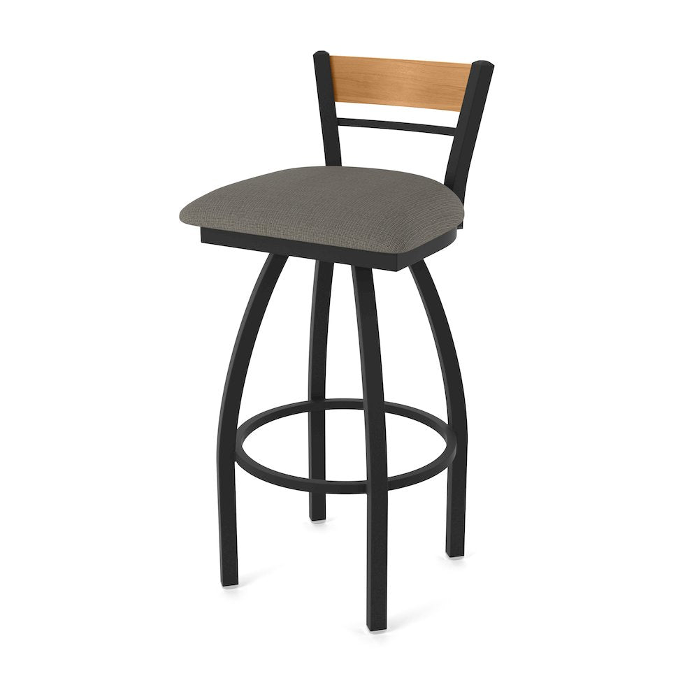25" Swivel Counter Stool, Black Wrinkle Finish, Medium Back, Graph Chalice Seat