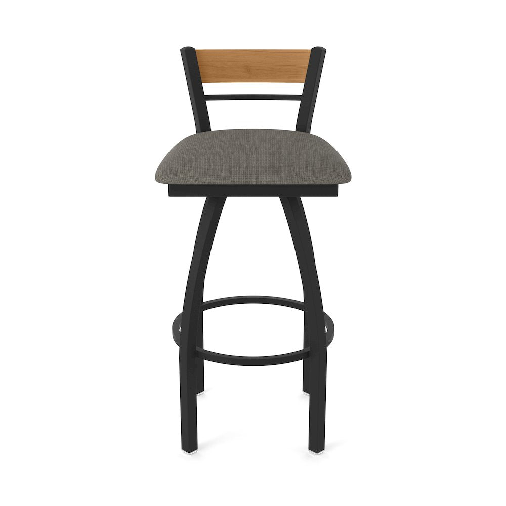 25" Swivel Counter Stool, Black Wrinkle Finish, Medium Back, Graph Chalice Seat