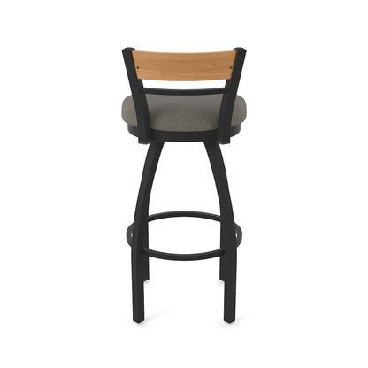 25" Swivel Counter Stool, Black Wrinkle Finish, Medium Back, Graph Chalice Seat