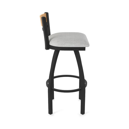 25" Swivel Counter Stool, Black Wrinkle Finish, Medium Back, Graph Alpine Seat